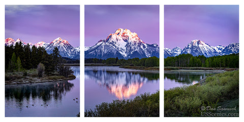 Oxbow Bend Spring Sunrise Triptych